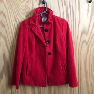 Red pea coat